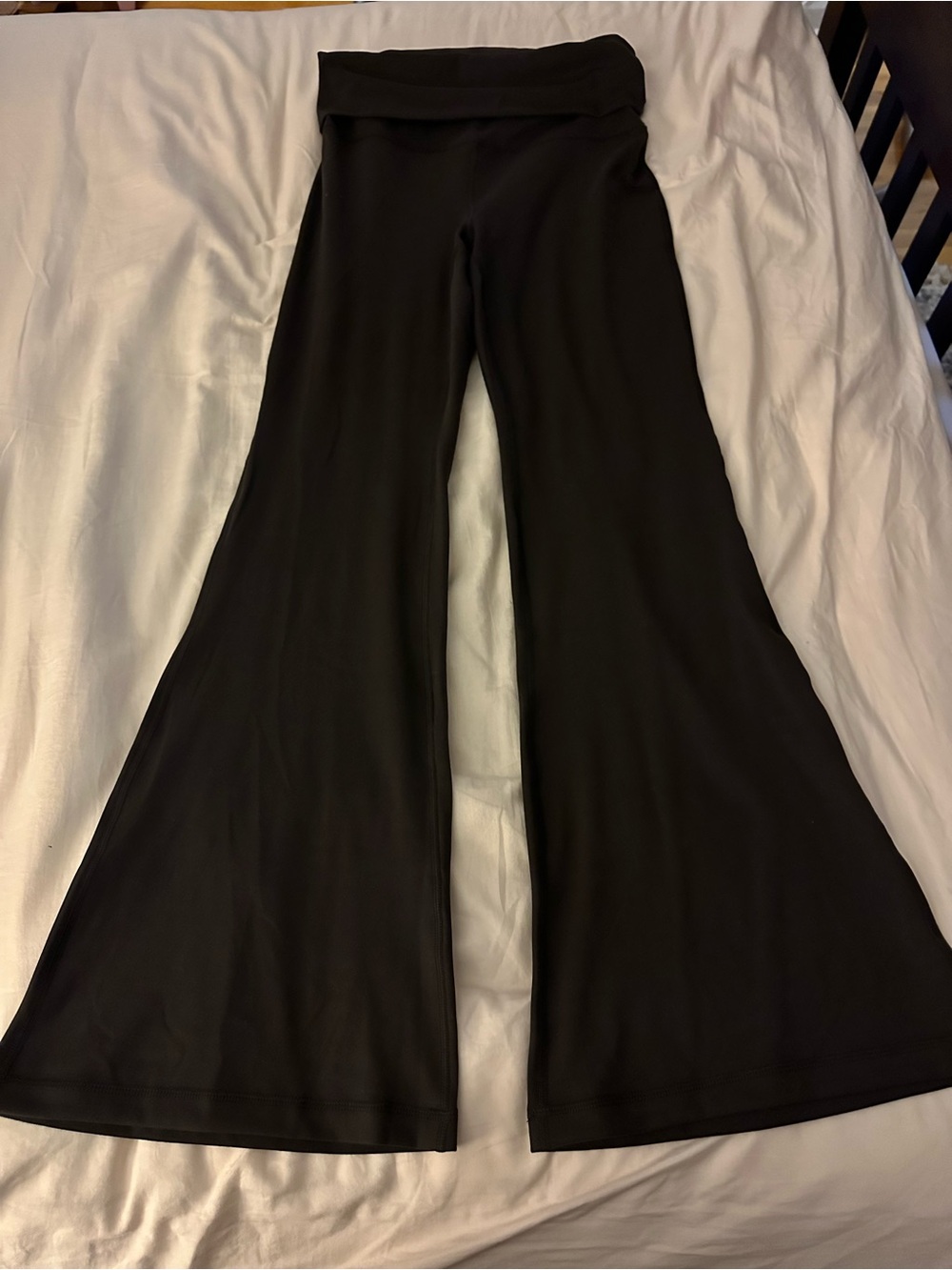 Yogalicious Black Wide-Leg Fold-Over Waist Pants